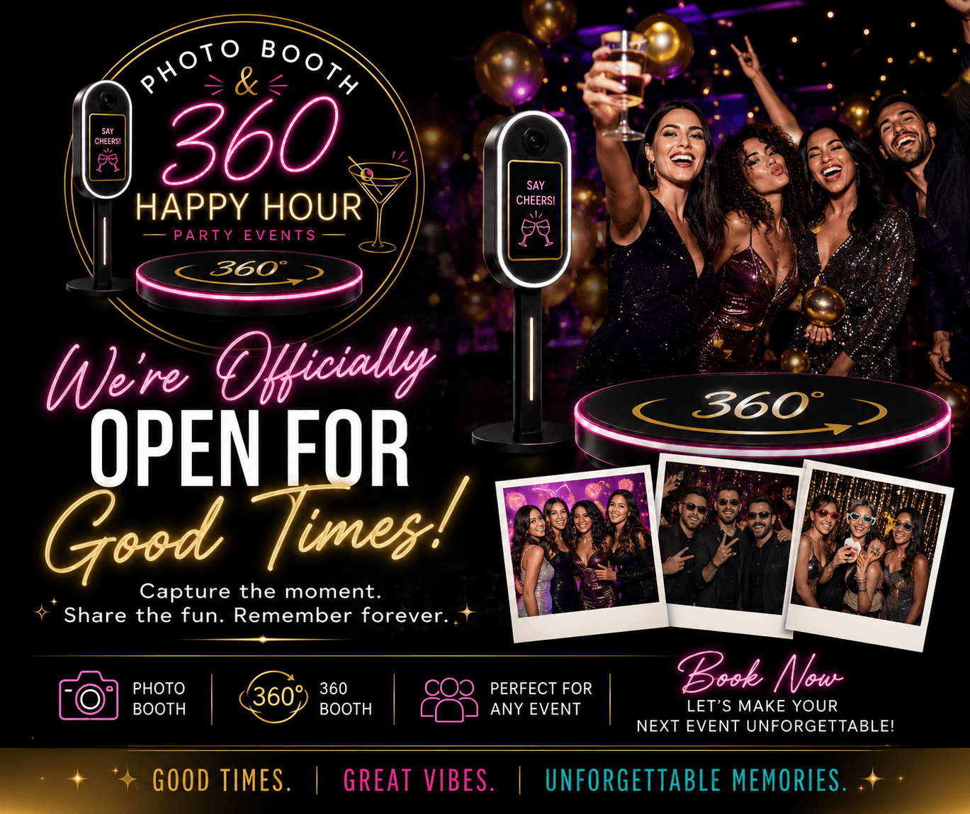 Happy Hour Party Events — Photo Booth & 360 Camera